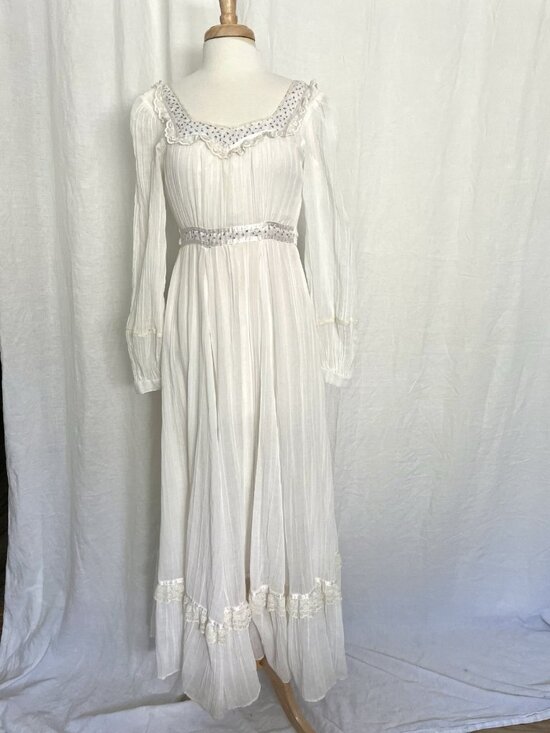 Gunne Sax Dresses & Skirts - Vintage 70’s Gunne Sax Prairie Cottagecore Long Sleeve Maxi Dress Wedding sz XS